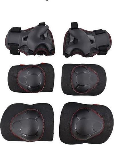 Elpatron.nl Kinderen skate bescherming set - 6 in 1 - Polsbeschermers - Kniebeschermers - elleboogbeschermers - Skate - Inlineskate - Zwart