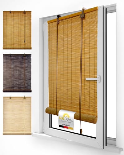 Sol Royal rolgordijn bamboe 80x160 cm SolDecor B86 - rolgordijnen zonder boren - rolgordijnen lichtdoorlatend zonwering bamboo jaloezieën inclusieve klembeugels - bamboe