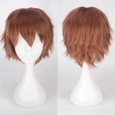 Mannen Vrouwen Synthetische Anime Cosplay Pruiken Kort Steil Haar Hittebestendig Meerkleurig Rood Wit Roze Grijs Bruin One Size brown