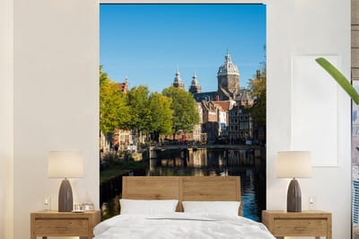 Behang - Fotobehang De tweelingtorens van het Rijksmuseum in Amsterdam - Breedte 160 cm x hoogte 240 cm