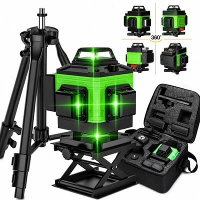 Hutjemutje - laserwaterpas - kruislijnlaser - rotatielaser - 8-lijnen 4D-laserniveau - met 1m statief - zelfnivellerende - 4x360° laserniveau