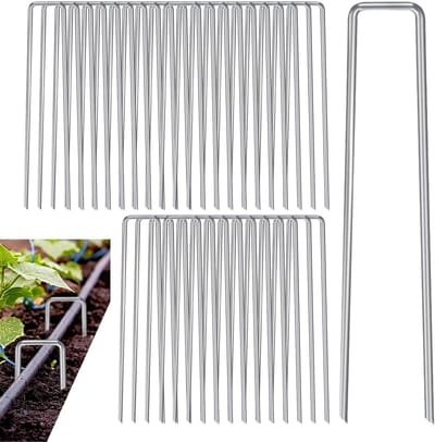 U-vormige haringen - Grondankers tuin - Tuin vastzetten - Verzinkt staaldraad - 100 stuks - Zilverkleurig