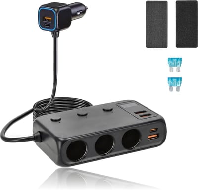 Auto Sigarettenaansteker Splitter – 12V/24V USB Autolader Adapter – Auto Oplader met 9 Aansluitingen – 4 USB + 2 USB-C + 3 Sigarettenaanstekers – 171W Verdeler / Omvormer – Autostekker