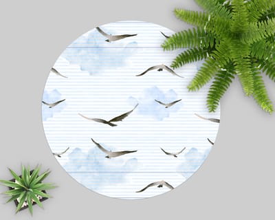 Coloray Vloerbeschermer - Vogels in de blauwe lucht Stoel Mat - 100x100 cm - Wit Bureau Stoel Mat - Vloerbeschermer PVC - Mótif Vloerbeschermer - Ronde Mat - Dieren Thema