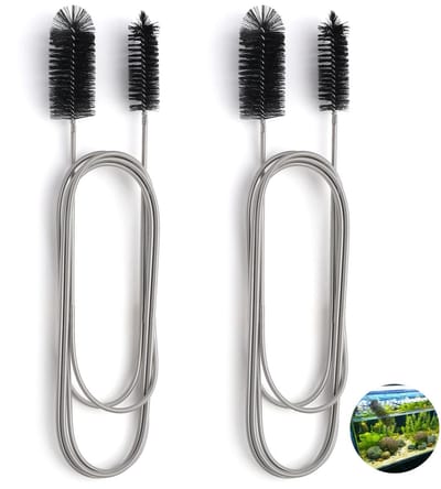 200 cm, dubbele kop van nylon en roestvrij staal, reinigingsborstel voor koelkast, leidingen, aquarium, keuken, badkamer, afvoeren en moeilijke verbindingen, 2 stuks