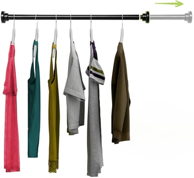 Kledingroede zonder boren - Verstelbaar 65 - 105 CM - Garderobestang Kast - Zwart