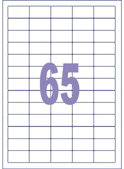 Kangaro etiket - injet/laser/kopieer - 38,1x21,2mm - doos a 25 vel - 65 stickers per vel