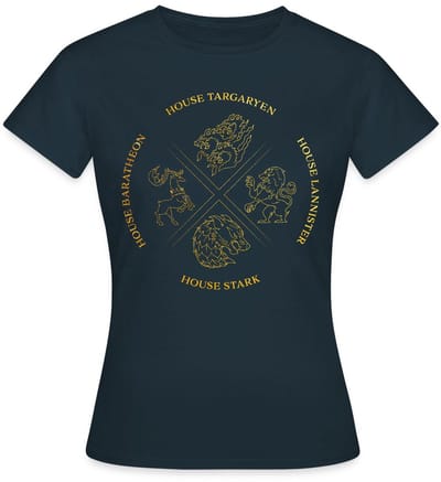 Game Of Thrones Houses Targaryen Lannister Stark T-Shirt Dames