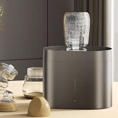 Elektrische Glazen Spoeler - Flessenreiniger Automatisch - Snel Glazen Reinigen - Hogedruk Waterstroom - 1600 ml Reservoir - Koffiebruin