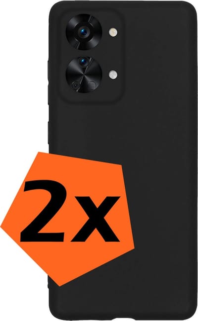 Hoes - 2 Stuks - Geschikt voor OnePlus Nord 2T - Sterk & Shockproof - Case Siliconen - Back Cover - Telefoon Hoes - Zwart