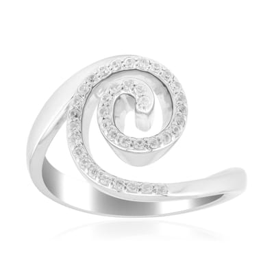 Cavill - Zilveren ring met 37 Cambodjaanse zirkonen 0,234 ct - 925 Sterling zilver platina laag - Modieuze spiralen design ring - Maten 16-21