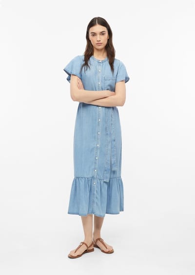 Midi Jeans Jurk Met Vlindermouwen En Stoffen Ceintuur Dames s.Oliver