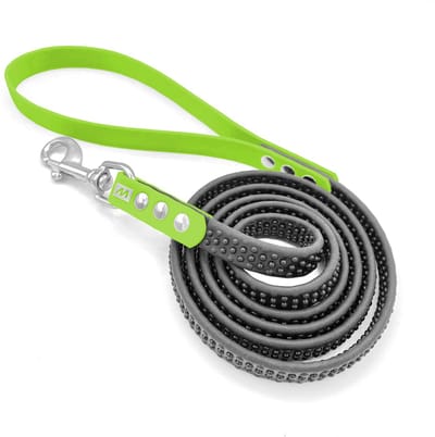 Miqdi hondenriem met noppen - BioThane ® - lichtgroen - 2 meter - extra sterk - extra grip