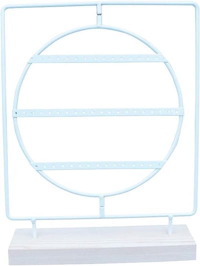 Houten displaystand voor kleine huishoudelijke artikelen en trouwaccessoires met 60 gaten en draaibare binnenring (wit)