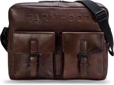 Farmhood Leren Business tas Schoudertas met laptopvak Memphis Messenger RV 1F Dark Brown Donkerbruin