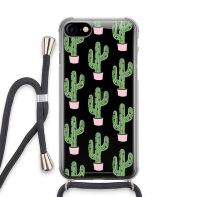 Case Company® - Hoesje met koord geschikt voor iPhone SE 2020 hoesje met Koord - Cactus Lover - Telefoonhoesje met Zwart Koord - Bescherming aan alle Kanten en Over de Schermrand