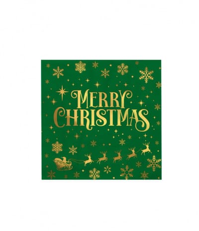Servetten Merry christmas groen (33cm, 16st)