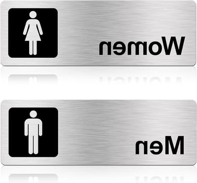 Set van 2 Zelfklevende Deurstickers voor Toilet met Mannen en Vrouwen Figuren - RVS Deurbordjes voor Hotels, Restaurants en Winkels
