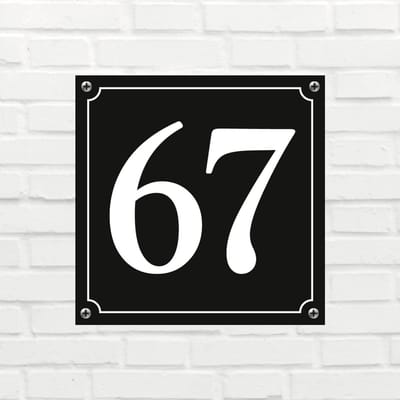 Huisnummerbord Mat zwart Deluxe - Nummer 67 - incl. bevestiging