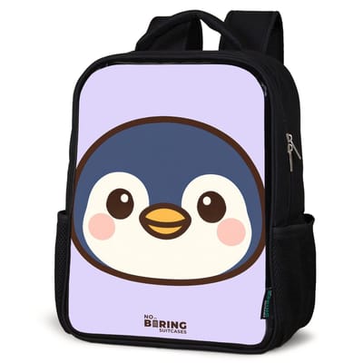 NoBoringSuitcases.com® - Rugzak zwart - Schooltas jongen & meisje - Pinguïn - Rugtas voor school - Boekentas kind - Schoolrugzak - Kinderrugzak