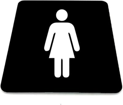 Deurbordje Dames toilet - Zwart/wit met icoon - 12 x 10 cm - 1,6mm dikte - zelfklevend | Zwart/wit toplaag | Gratis Verzending | Incl. 3M-tape