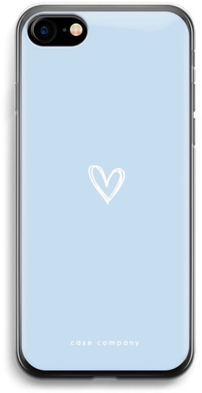 Case Company® - Hoesje geschikt voor iPhone SE 2020 hoesje - Klein Hart Blauw - Soft Cover Telefoonhoesje - Bescherming aan alle Kanten en Schermrand