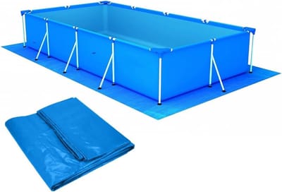 Rechthoekige zwembadmat, opvouwbaar en waterdicht, voor bovengrondse zwembaden, antislip vloerbescherming, 445 x 254 cm, ideaal voor buitengebruik en onderhoud