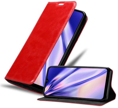 Cadorabo Hoesje geschikt voor LG KQ51 in APPEL ROOD - Beschermhoes met magnetische sluiting, standfunctie en kaartvakje Book Case Cover Etui
