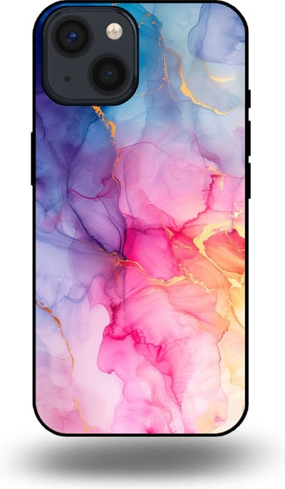Smartphonica Telefoonhoesje geschikt voor iPhone 14 met marmer opdruk - TPU backcover case marble design - Regenboog geschikt voor iPhone 14