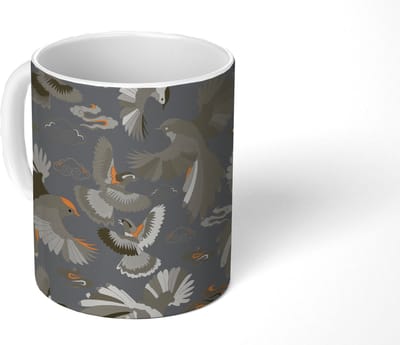 Mok - Koffiemok - Vogel - Patroon - Wolken - Mokken - 350 ML - Beker - Koffiemokken - Theemok