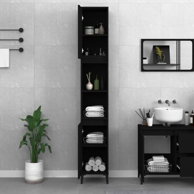 vidaXL - Badkamerkast - 30x30x190 - cm - bewerkt - hout - zwart