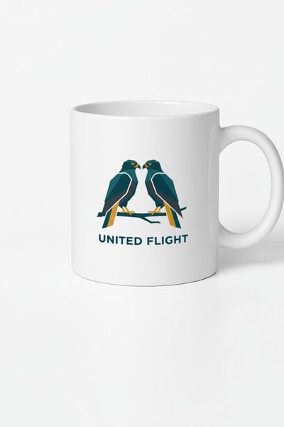 Mok 'United Flight' Twee Vogels Design | Geometrische Arenden Koffiemok | Uniek Cadeau