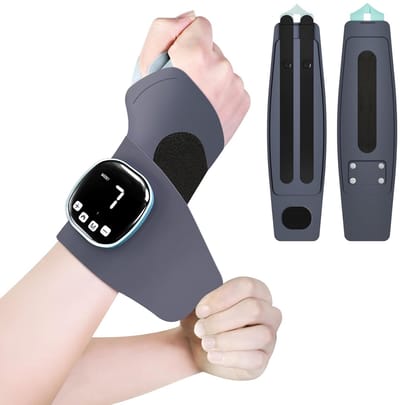 Elektrische handmassage met warmtefunctie, draadloze polsverwarmingspad TES spierstimulator voor pijnverlichting, verstelbare lengte voor dagelijks gebruik en sport, universeel voor links en rechts.