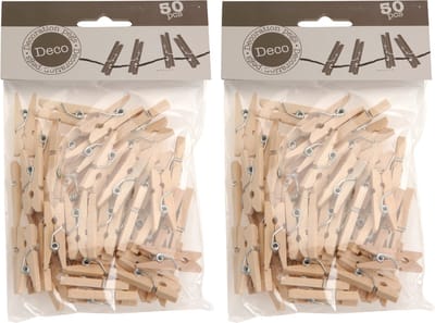 Mini Kerst fotoknijpertjes/kaartknijpertjes hout - 100x stuks - 2,5 cm - Kerstkaart knijpers