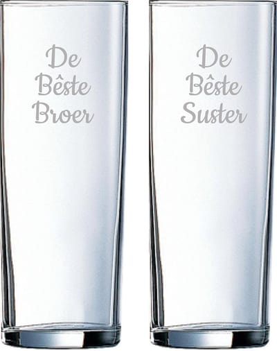 Gegraveerde longdrinkglas 31cl De Bêste Broer- De Bêste Suster