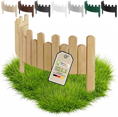 Floranica flexibele borderrand 15 x 100 cm Natuur - gazonrand houten bloembedrand rolboord voor de tuin