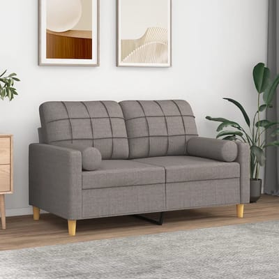 vidaXL - Tweezitsbank - met - sierkussens - 120 - cm - stof - taupe