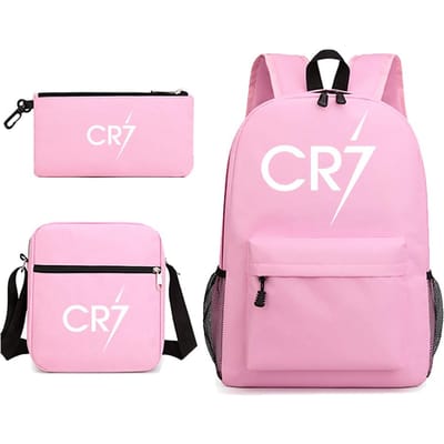 3 pièces Nouveau Sac à Dos CR7 Sacs Scolaires Pour Garçons Filles Adolescents Ordinateur Portable Mochilas Sacs à Bandoulière 15.6 inch pink