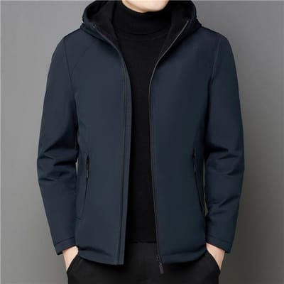 Nieuwe Heren Dubbelzijdige Donsjas Winter Middelbare Leeftijd Casual Warme Jas met Capuchon Herenkleding 4XL black