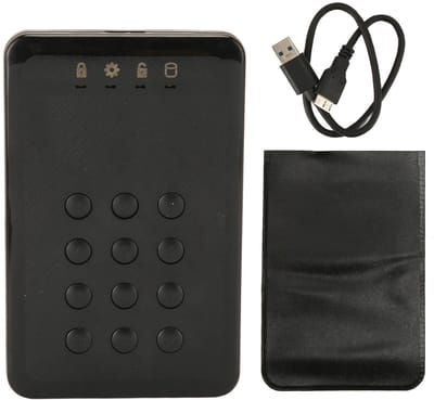 Portable HardwareEncrypted External Hard Drive with USB 3.0, PIN Authentication, Realtime Encryption, 5Gbps Speed for OS X, and