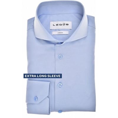 Ledûb Overhemd Slim Cotton Jersey Stretch Cutaway Collar Mouwlengte 7 Licht Blauw / male
