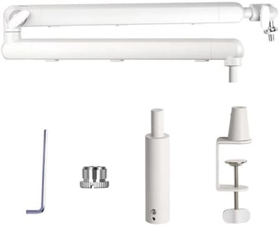 Microfoon Arm - Boom Arm Statief - Opnemen en Streamen - Zelfnivellerend - 74 cm - Wit