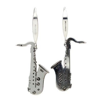 Bela Donaco - Oorbellen Statement – Saxofoon – Sterling Zilver