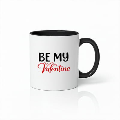 Be My Valentine Mok 330ml – Wit-Zwarte Koffiemok met Romantische Rode Lettering – Perfect Valentijnscadeau