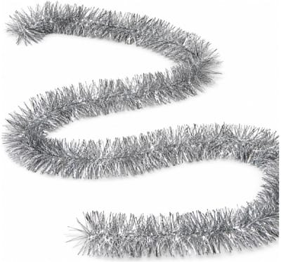 Benson Kerstslinger - 2x guirlande - zilver - glanzend lametta - 270 cm