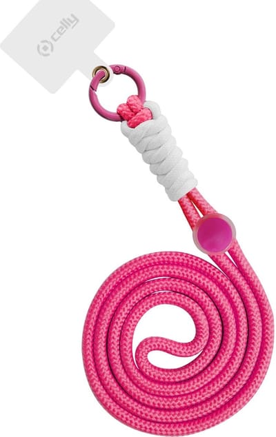 Celly Lacet - Universele telefoonkoord - Verstelbaar - Telefoonnketting geschikt voor om de nek en pols - Roze