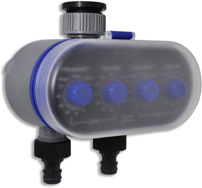 Automatische Watertimer - Dubbele Uitgang - Besproeiingscomputer voor 2 Zones - Instelbare Irrigatie 1-120 Min - Waterdicht ABS - Tuinbewatering Timer - Digitaal & Handmatig