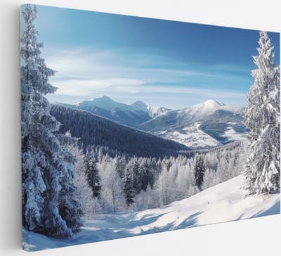 Saammp Canvas Schilderij - Natuur - Berg - Sneeuw - landschap - 30x20 - Foto op canvas - Wanddecoratie - Muurdecoratie Woonkamer - Slaapkamer decoratie - Canvas Print
