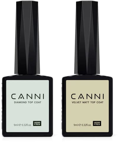 Canni Top en Matte Top Coat UV Gellak Set - 18 ml (2x 9 ml) - Gellak Starterspakket - Gellak Top Coat - Gellak Matte Top Coat - Gellak Set - Canni Gellak - Gellak Nagellak