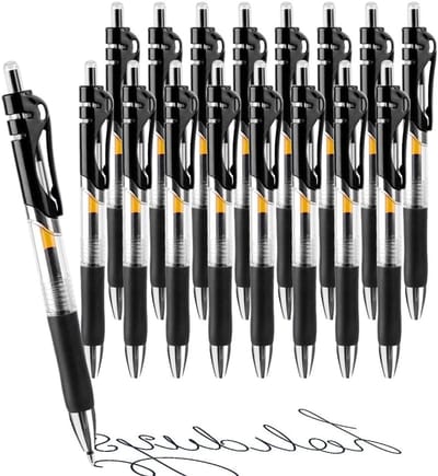 16 Stuks Retractable Rollerball Pennen, Zwarte Inkt Gelpennen met Pocket Clip voor Schrijven, Notities en Schoolgebruik
